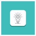 Round Button for Bulb, develop, idea, innovation, light Line icon Turquoise Background Royalty Free Stock Photo