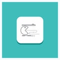 Round Button for Character, computer, game, gaming, pacman Line icon Turquoise Background