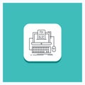 Round Button for Code, coding, computer, monoblock, screen Line icon Turquoise Background Royalty Free Stock Photo