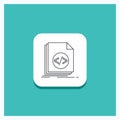 Round Button for Code, coding, file, programming, script Line icon Turquoise Background Royalty Free Stock Photo