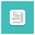 Round Button for Code, coding, file, programming, script Line icon Turquoise Background Royalty Free Stock Photo
