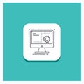 Round Button for Command, computer, function, process, progress Line icon Turquoise Background Royalty Free Stock Photo