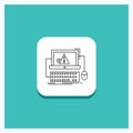 Round Button for Computer, crash, error, failure, system Line icon Turquoise Background