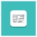 Round Button for Computer, desktop, hardware, workstation, System Line icon Turquoise Background Royalty Free Stock Photo
