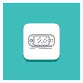Round Button for Console, device, game, gaming, psp Line icon Turquoise Background
