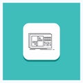 Round Button for control, equalizer, equalization, sound, studio Line icon Turquoise Background