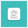 Round Button for conversion difference, diversity, options, structure, user transition Line icon Turquoise Background