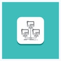 Round Button for database, distributed, connection, network, computer Line icon Turquoise Background Royalty Free Stock Photo
