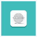 Round Button for Design, goal, pencil, set, target Line icon Turquoise Background Royalty Free Stock Photo