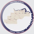 Map of Logan County in Arkansas