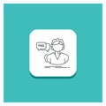 Round Button for FAQ, Assistance, call, consultation, help Line icon Turquoise Background Royalty Free Stock Photo