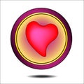 A round button with a heart pink and light Royalty Free Stock Photo