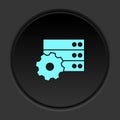 Round button icon, Database, server, gear. Button banner round, badge interface for application illustration