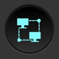 Round button icon, Database, server, land. Button banner round, badge interface for application illustration Royalty Free Stock Photo