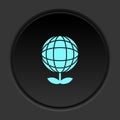 Round button icon, Ecology, globe, plant. Button banner round, badge interface for application illustration