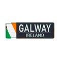 Round button Icon of national flag of Ireland Galway. lettering for logo, banner, t-shirt print. Vector EPS10 Royalty Free Stock Photo