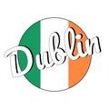 Round button Icon of national flag of Ireland with green, white and orange colors and inscription of city name Dublin Royalty Free Stock Photo