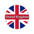 Round button Icon of national flag of United Kingdom of Great Britain. Union Jack on the white background with Royalty Free Stock Photo