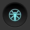 Round button icon, Vitruvian, man. Button banner round, badge interface for application illustration