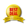 Round button with label `Best deal - 100% guarantee` Royalty Free Stock Photo