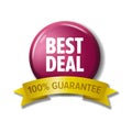 Round button with label `Best deal - 100% guarantee` Royalty Free Stock Photo