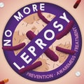 Button Banning Leprosy Bacillus and Promoting Prevention this Disease, Vector Illustration