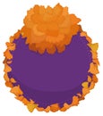 Round button with marigold flower and petals, Vector illustration Royalty Free Stock Photo