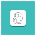 Round Button for Mind, Creative, thinking, idea, brainstorming Line icon Turquoise Background Royalty Free Stock Photo