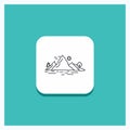 Round Button for Nature, hill, landscape, mountain, tree Line icon Turquoise Background Royalty Free Stock Photo