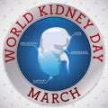 World Kidney Day with Button and Precepts for Kidney Health, Vector Illustration