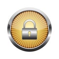 Round button with padlock icon. Vector illustration. Royalty Free Stock Photo