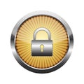 Round button with padlock icon. Vector illustration.