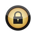 Round button with padlock icon. Vector illustration. Royalty Free Stock Photo