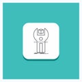 Round Button for SDK, App, development, kit, programming Line icon Turquoise Background Royalty Free Stock Photo