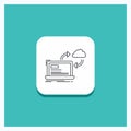 Round Button for sync, processing, data, dashboard, arrows Line icon Turquoise Background