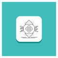 Round Button for ubicomp, Computing, Ubiquitous, Computer, Concept Line icon Turquoise Background Royalty Free Stock Photo