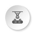 Round button for web icon, articulated robot, conveyor robot . Button banner round, badge interface for application illustration