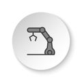 Round button for web icon, automate robot, hydraulic arm. Button banner round, badge interface for application illustration