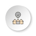 Round button for web icon, buy, house, property, selection. Button banner round, badge interface for application illustration