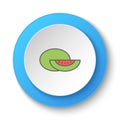 Round button for web icon, cantaloupe, fruit. Button banner round, badge interface for application illustration