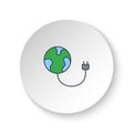 Round button for web icon, charger, earth, eco. Button banner round, badge interface for application illustration Royalty Free Stock Photo