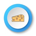 Round button for web icon, cheese piece. Button banner round, badge interface for application illustration