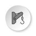 Round button for web icon, container lifter, crane hook. Button banner round, badge interface for application illustration