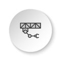 Round button for web icon, crane robot, industrial arm. Button banner round, badge interface for application illustration