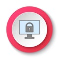 Round button for web icon, Database server clock monitor. Button banner round, badge interface for application illustration