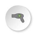 Round button for web icon, Hair dryer. Button banner round, badge interface for application illustration Royalty Free Stock Photo