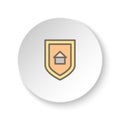 Round button for web icon, house, security, shield. Button banner round, badge interface for application illustration Royalty Free Stock Photo