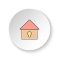 Round button for web icon, Locked house. Button banner round, badge interface for application illustration