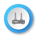 Round button for web icon. Modem, router. Button banner round, badge interface for application illustration