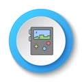Round button for web icon. Portable console, gaming, retro. Button banner round, badge interface for application illustration